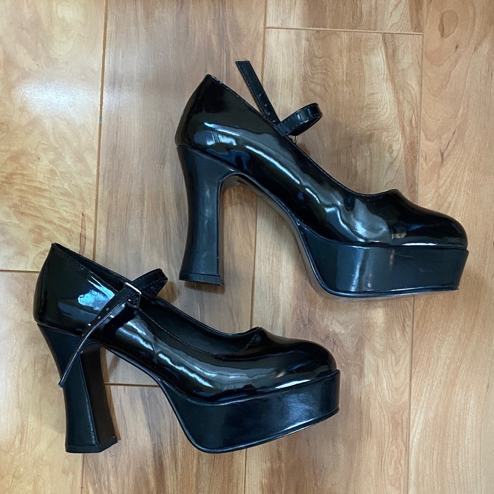 Funtasma Glossy Black Mary Jane Heels - Picture 2 of 5